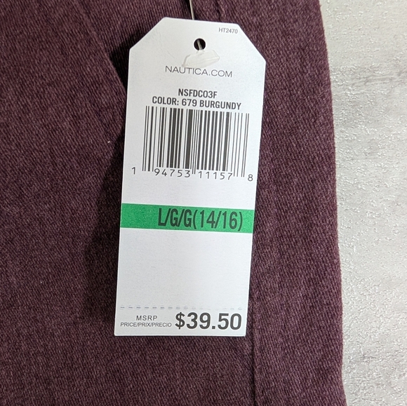Nautica Burgundy Plum Pull On Stretch Waist Drawstring Pants Youth Size Large 14 - Picture 2 of 8